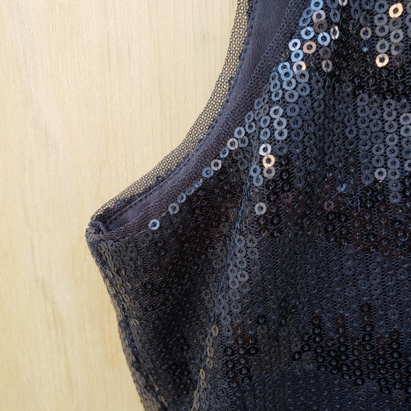 BCBGMaxAzria Black NERA Sequin Open Back Dress -10 - Picture 6 of 16